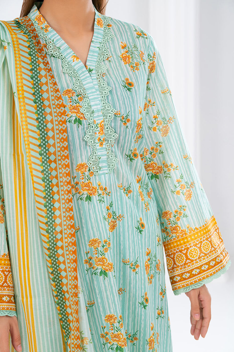 3 Piece Printed Lawn Suit with Dupatta