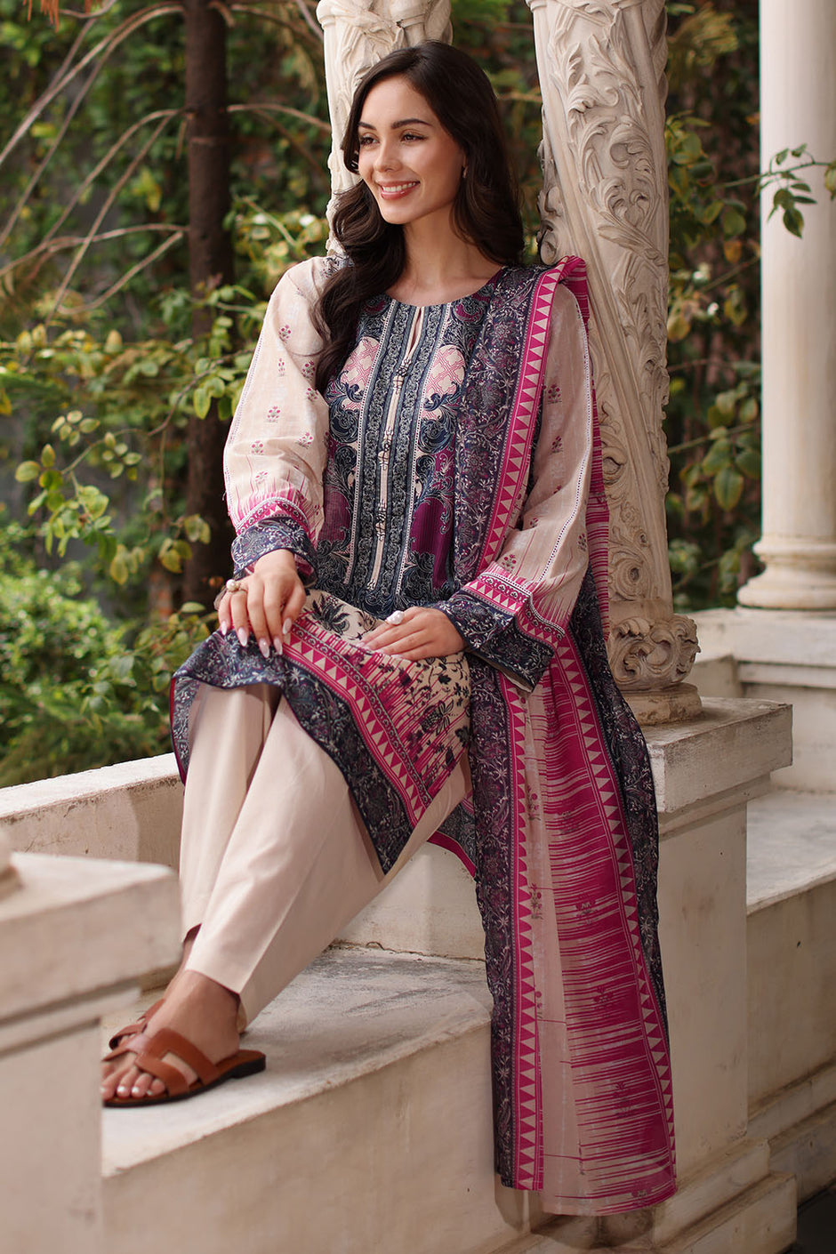 3 Piece Printed Lawn Suit with Printed Lawn Dupatta