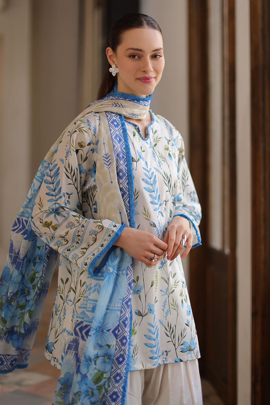3 Piece Printed Lawn Suit with Printed Lawn Dupatta