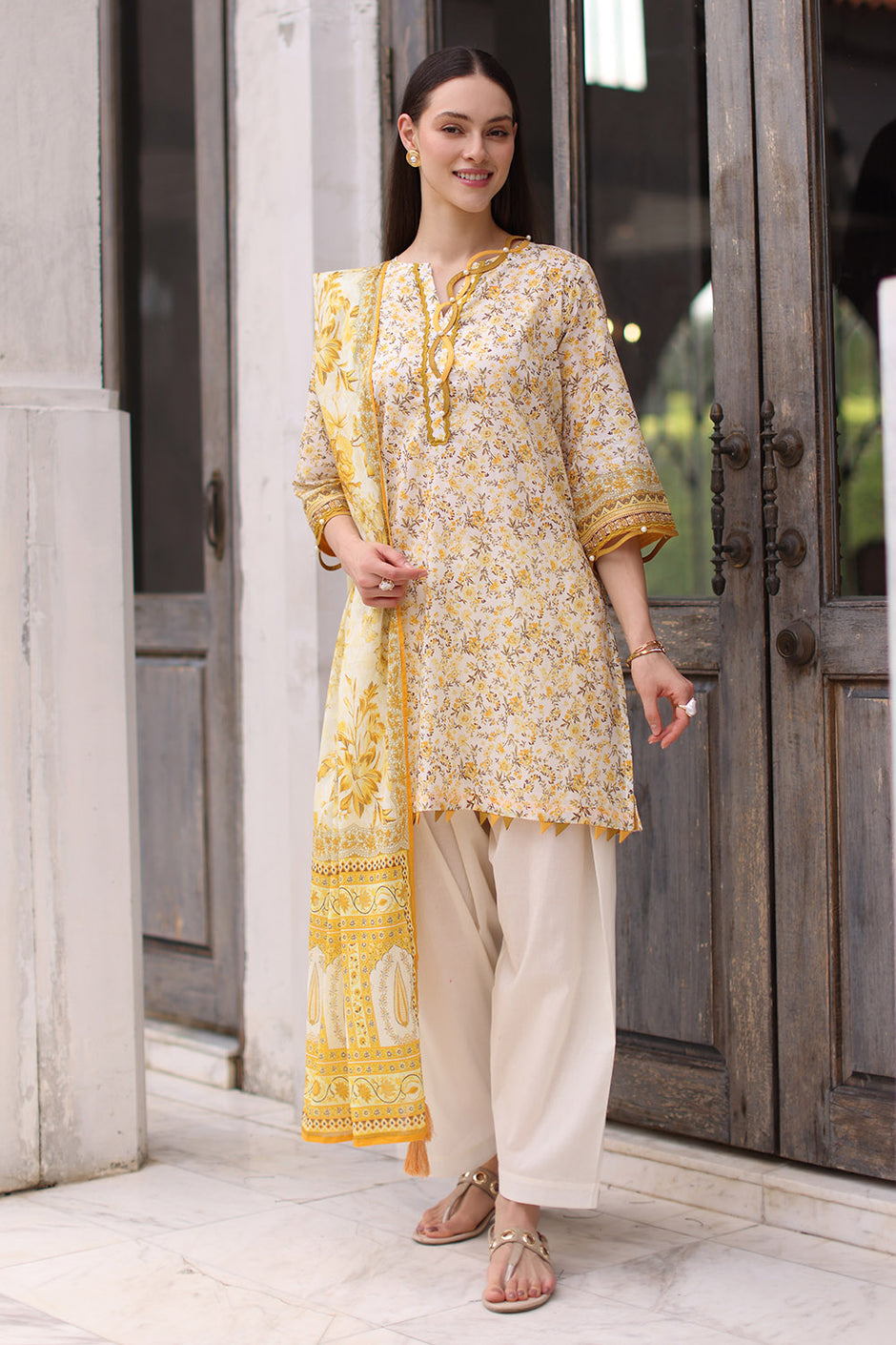 3 Piece Printed Lawn Suit with Printed Lawn Dupatta
