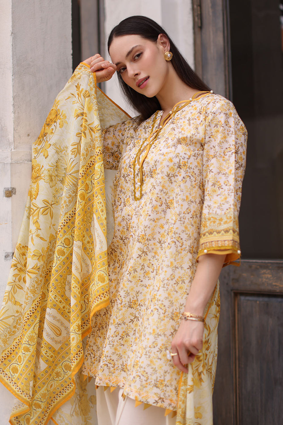 3 Piece Printed Lawn Suit with Printed Lawn Dupatta