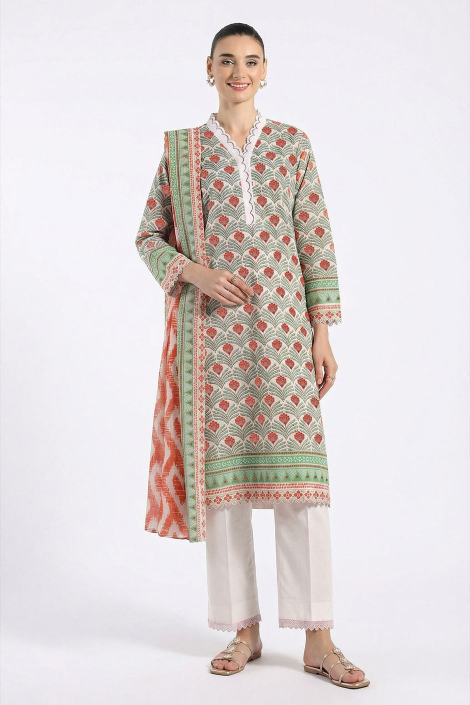3 Piece Printed Lawn Suit with Dupatta