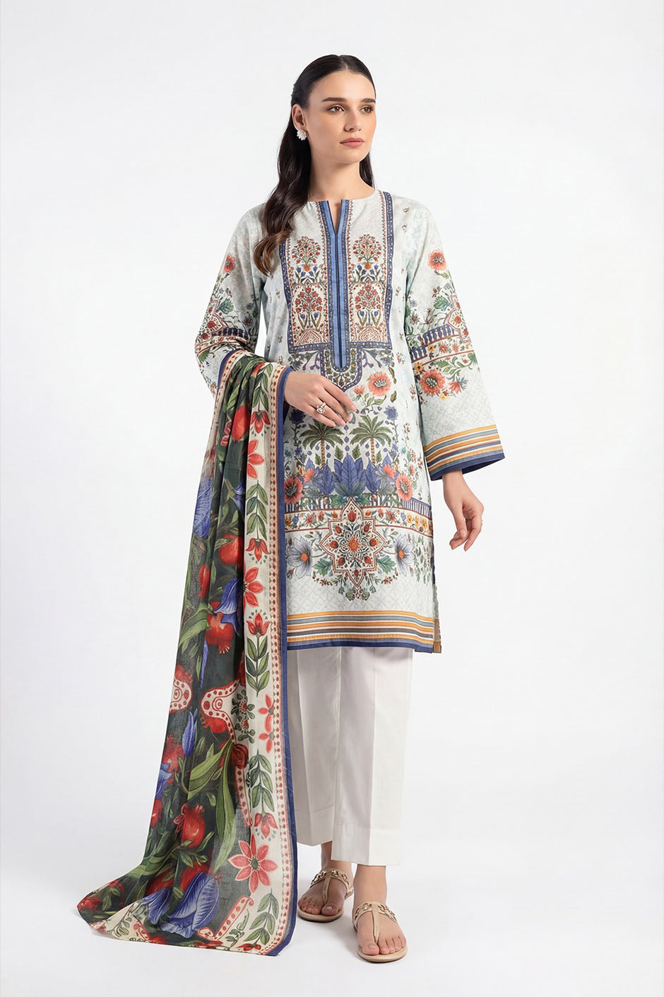 3 Piece Printed Lawn Suit with Dupatta