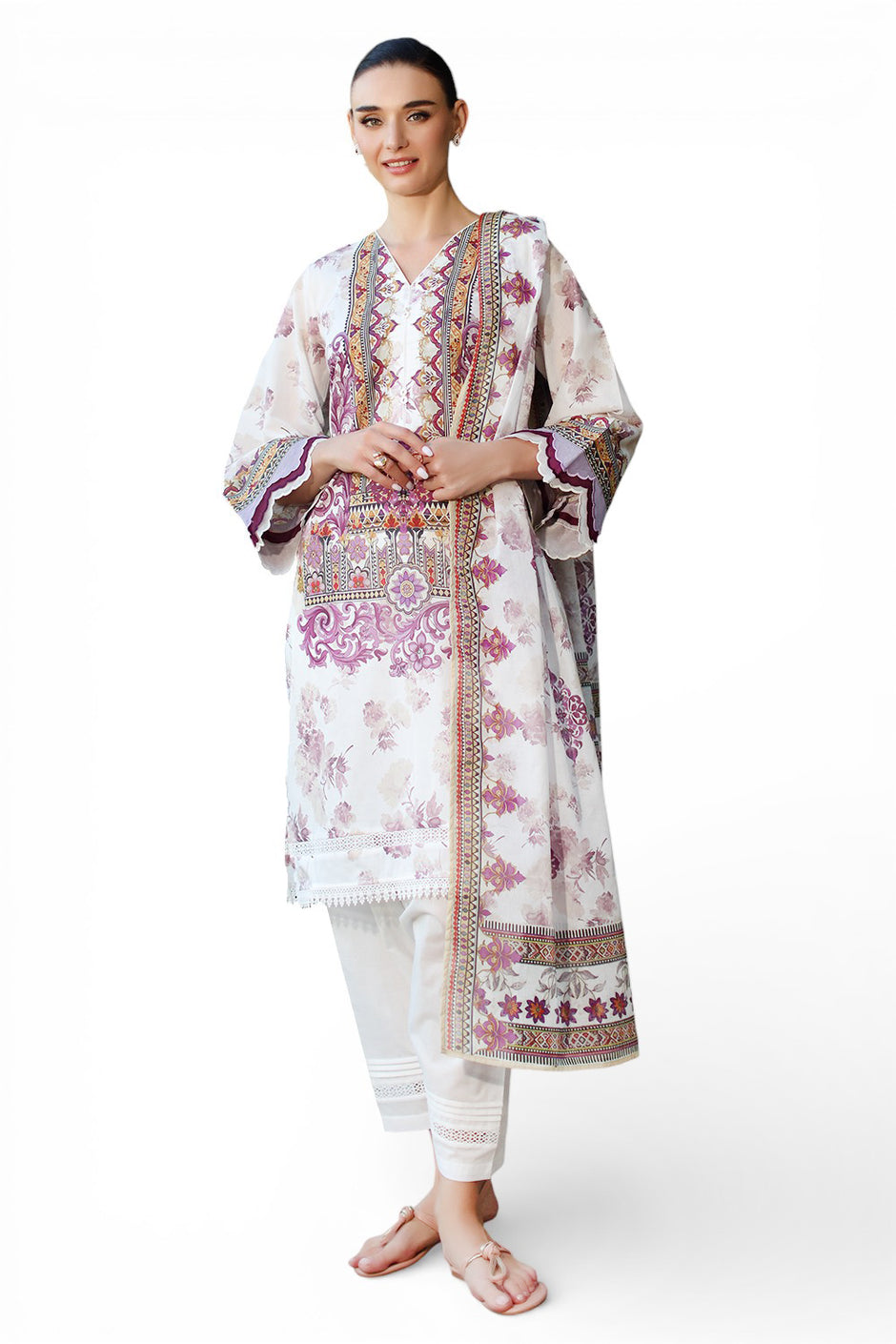 3 Piece Printed Lawn Suit with Dupatta