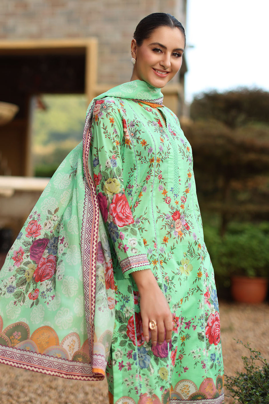3 Piece Printed Lawn Suit with Dupatta