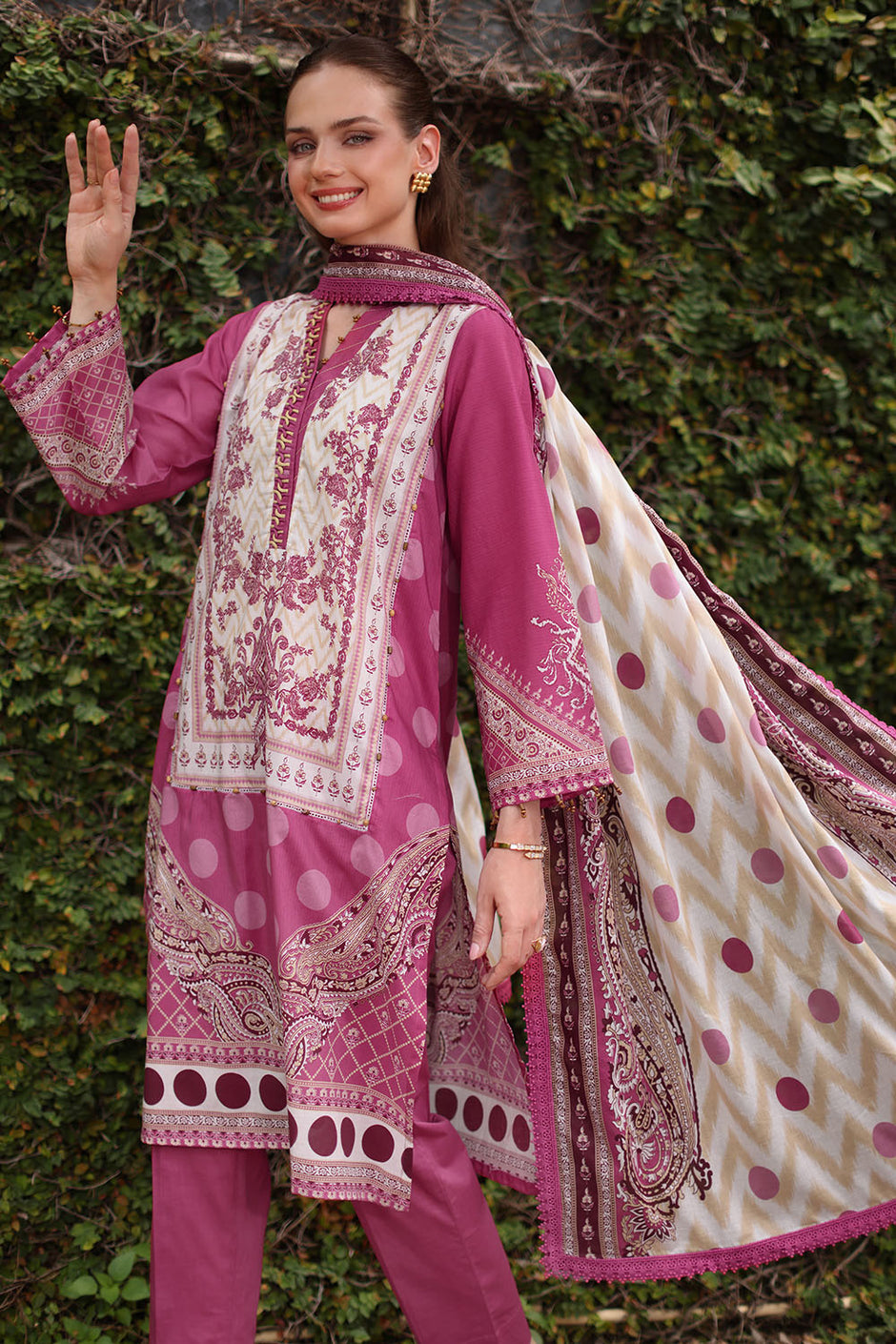 3 Piece Printed Lawn Suit with Printed Lawn Dupatta
