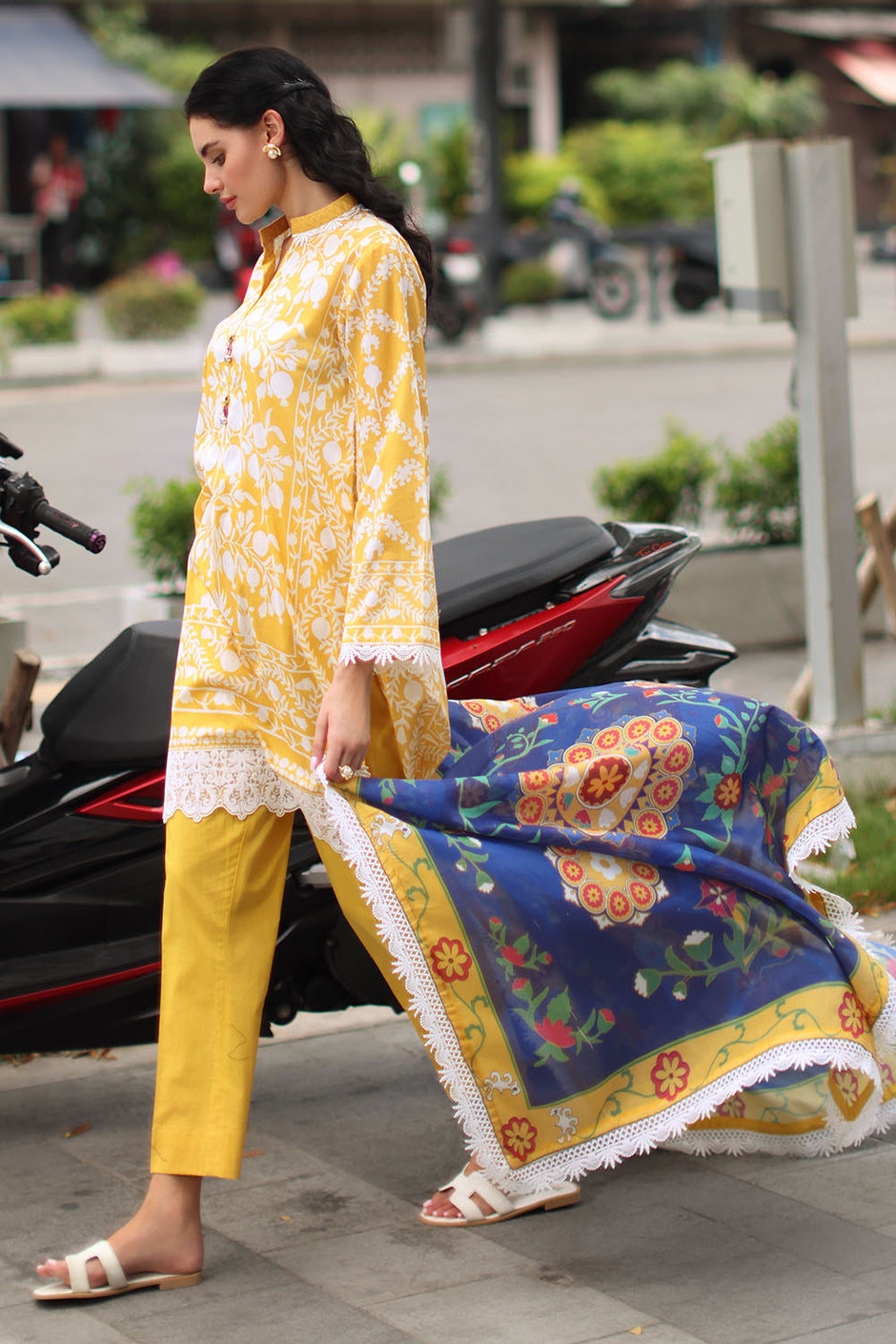 3 Piece Printed Lawn Suit with Printed Lawn Dupatta and Embroidered Border