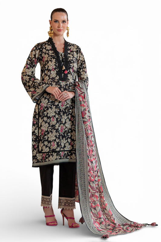 3 Piece Printed Lawn Suit with Embroidered Trouser Border CL-52517