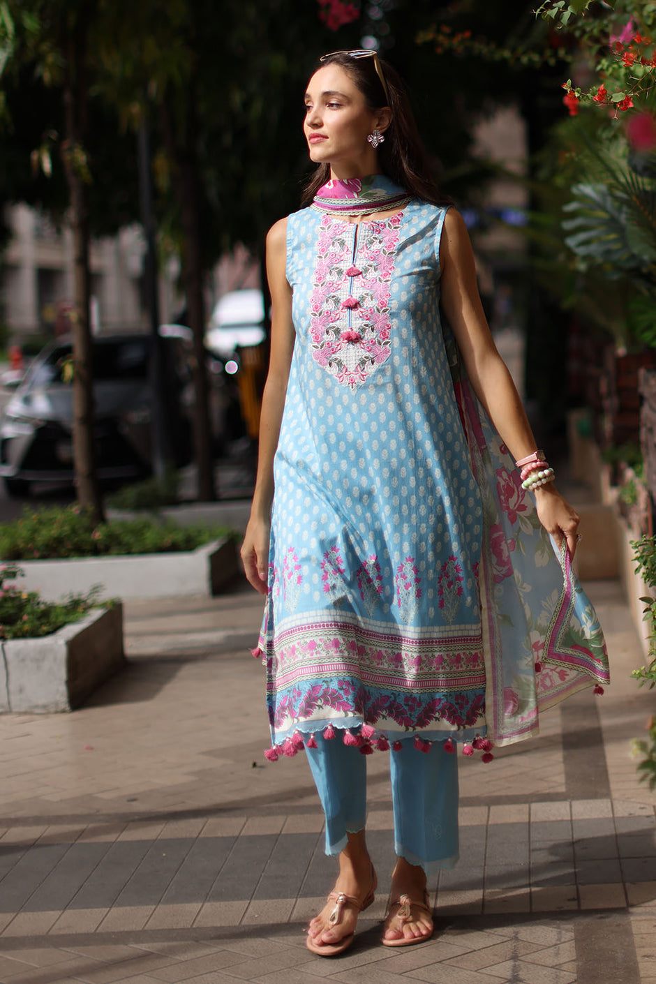 3 Piece Embroidered Lawn Suit with Printed Lawn Dupatta