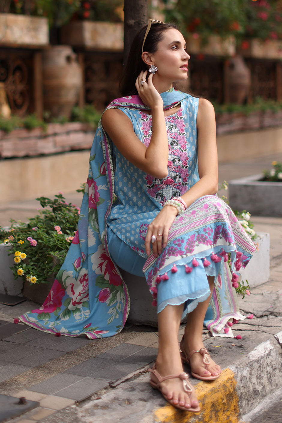 3 Piece Embroidered Lawn Suit with Printed Lawn Dupatta