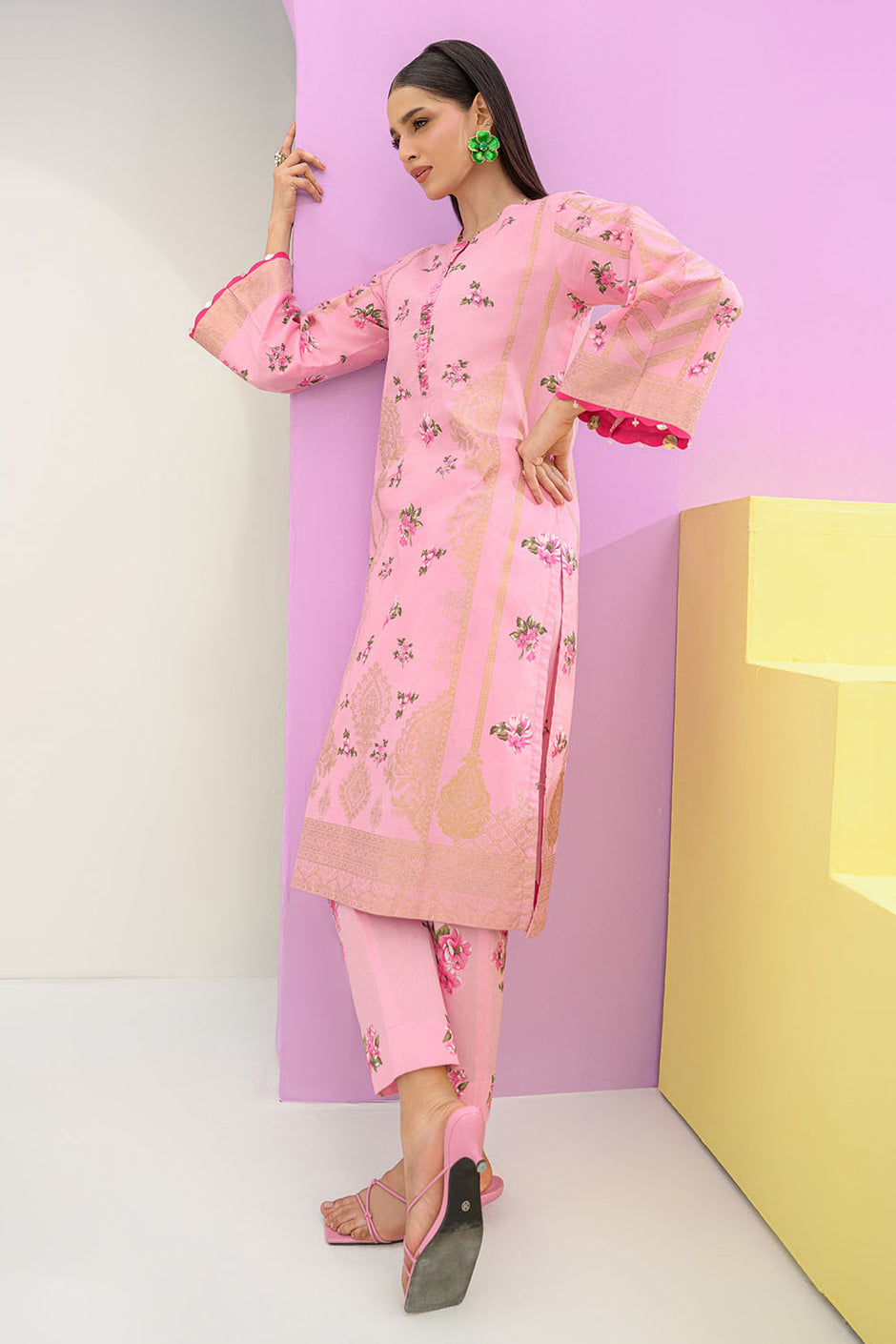 2 Piece Gold Printed Lawn Suit