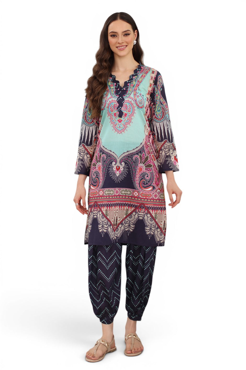 2 Piece Printed Lawn Suit with Printed Trouser