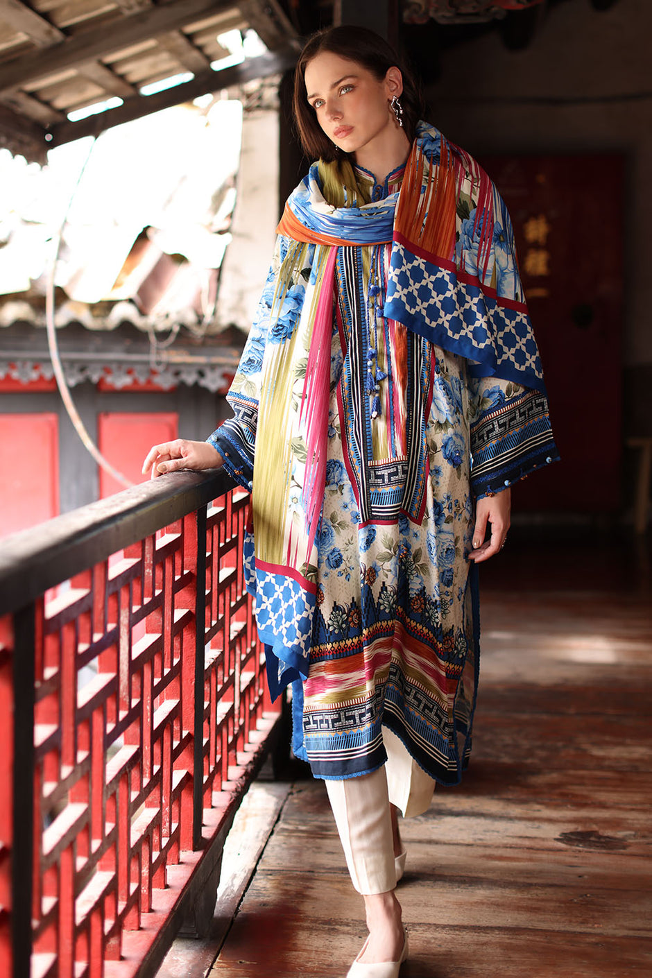3 Piece Printed Linen Suit with Printed Linen Dupatta