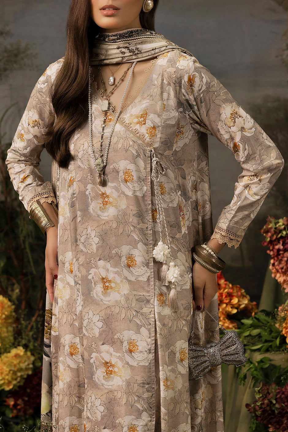 3 Piece Printed Linen Suit with Dupatta
