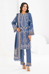 3 Piece Embroidered Pashmina Suit with Gold and Silver Shawl AP-52016