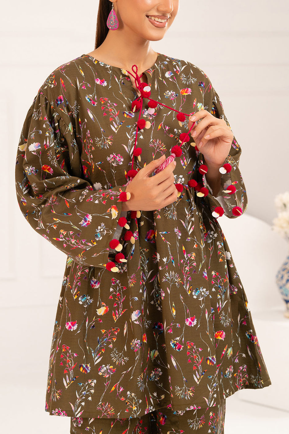 2 Piece Printed Slub Viscose Suit