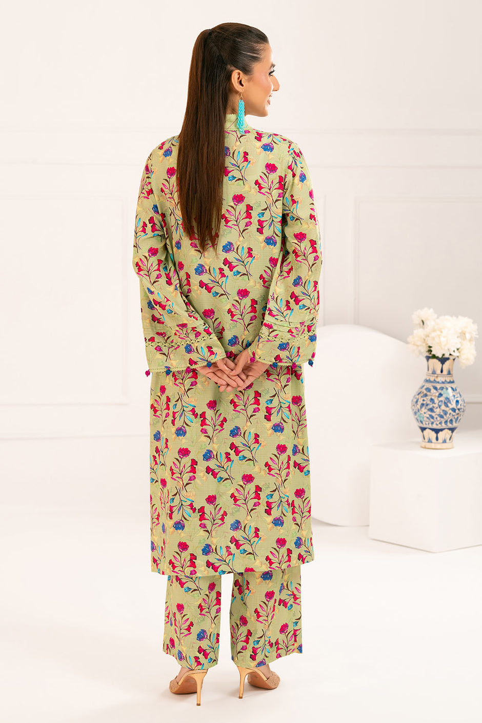 2 Piece Printed Slub Viscose Suit