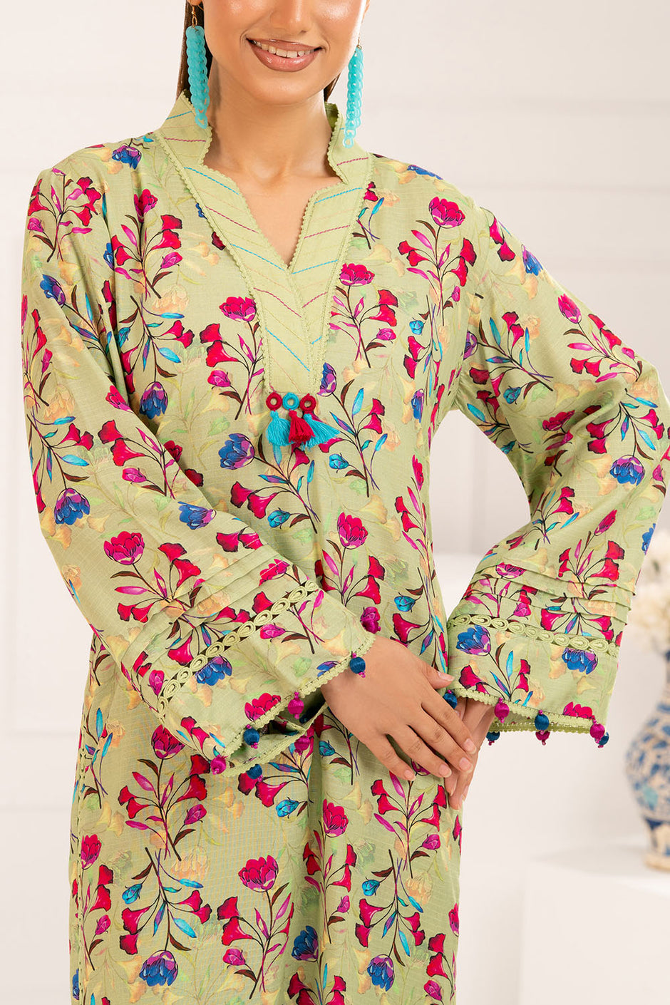 2 Piece Printed Slub Viscose Suit