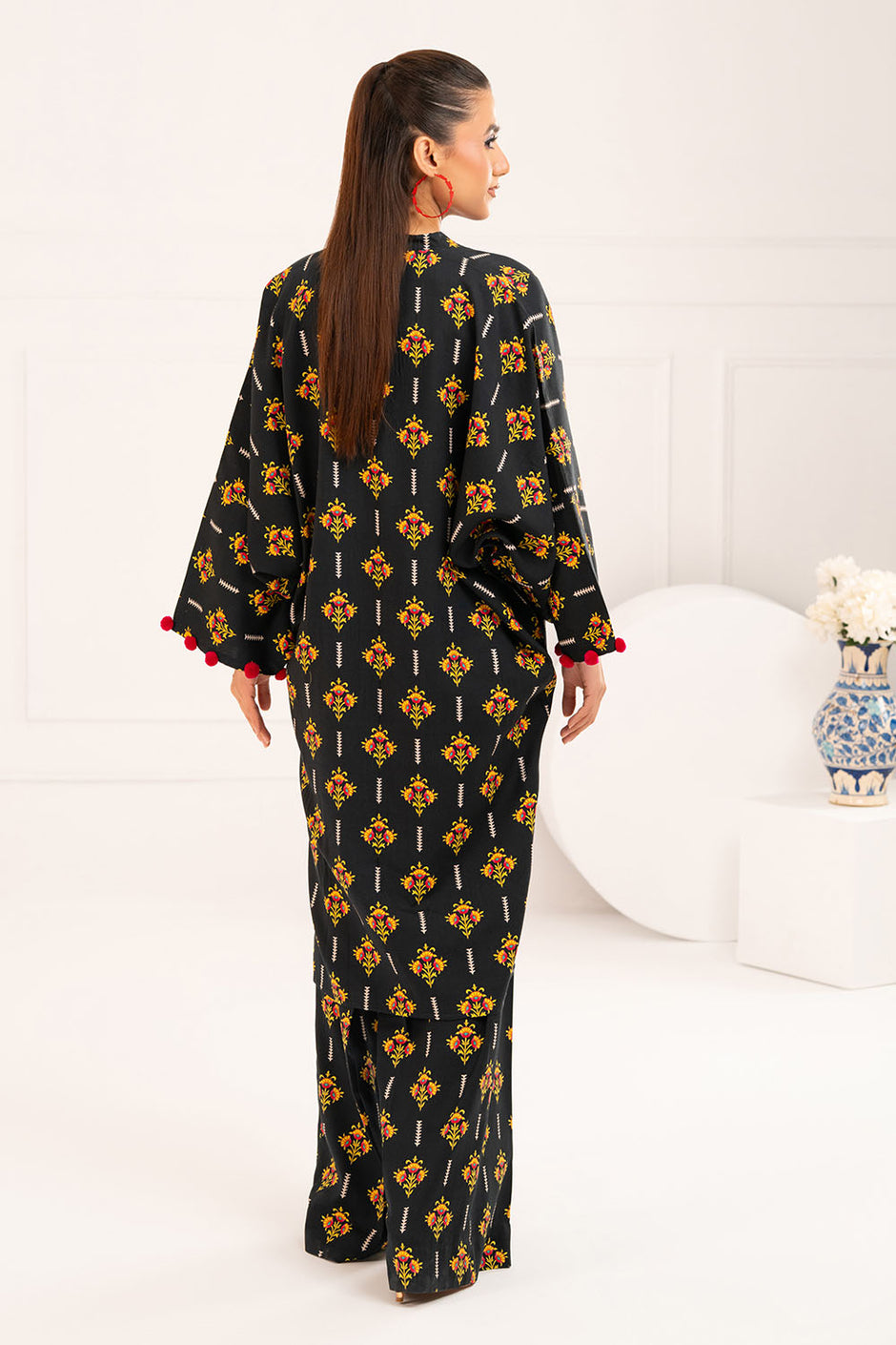 2 Piece Printed Slub Viscose Suit