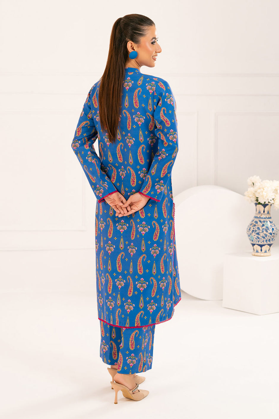 2 Piece Printed Slub Viscose Suit