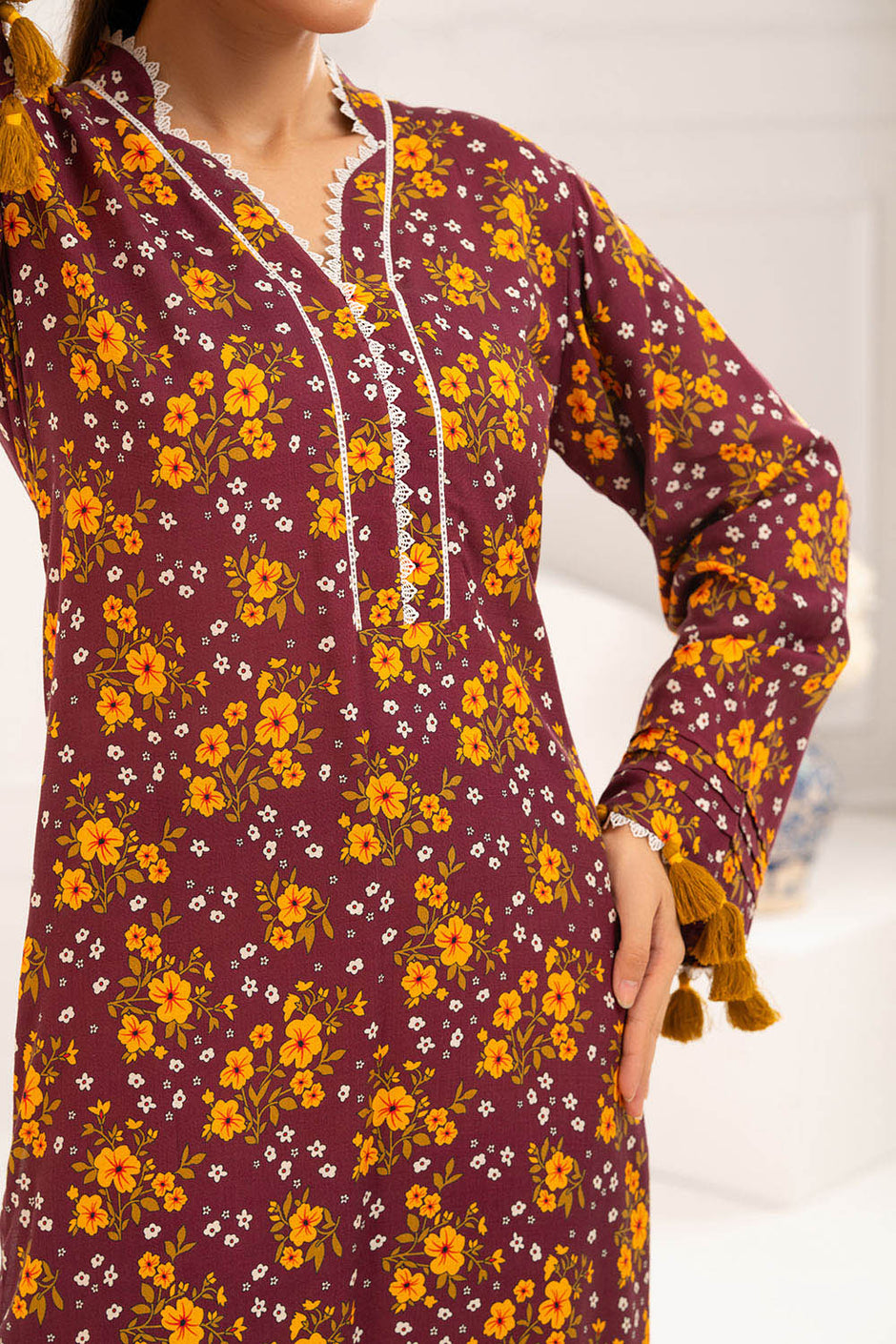 2 Piece Printed Slub Viscose Suit