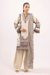 3 Piece Printed Zari Stripe Self Jacquard Suit with Dupatta SP-52085
