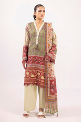 3 Piece Printed Zari Stripe Self Jacquard Suit with Dupatta SP-52088
