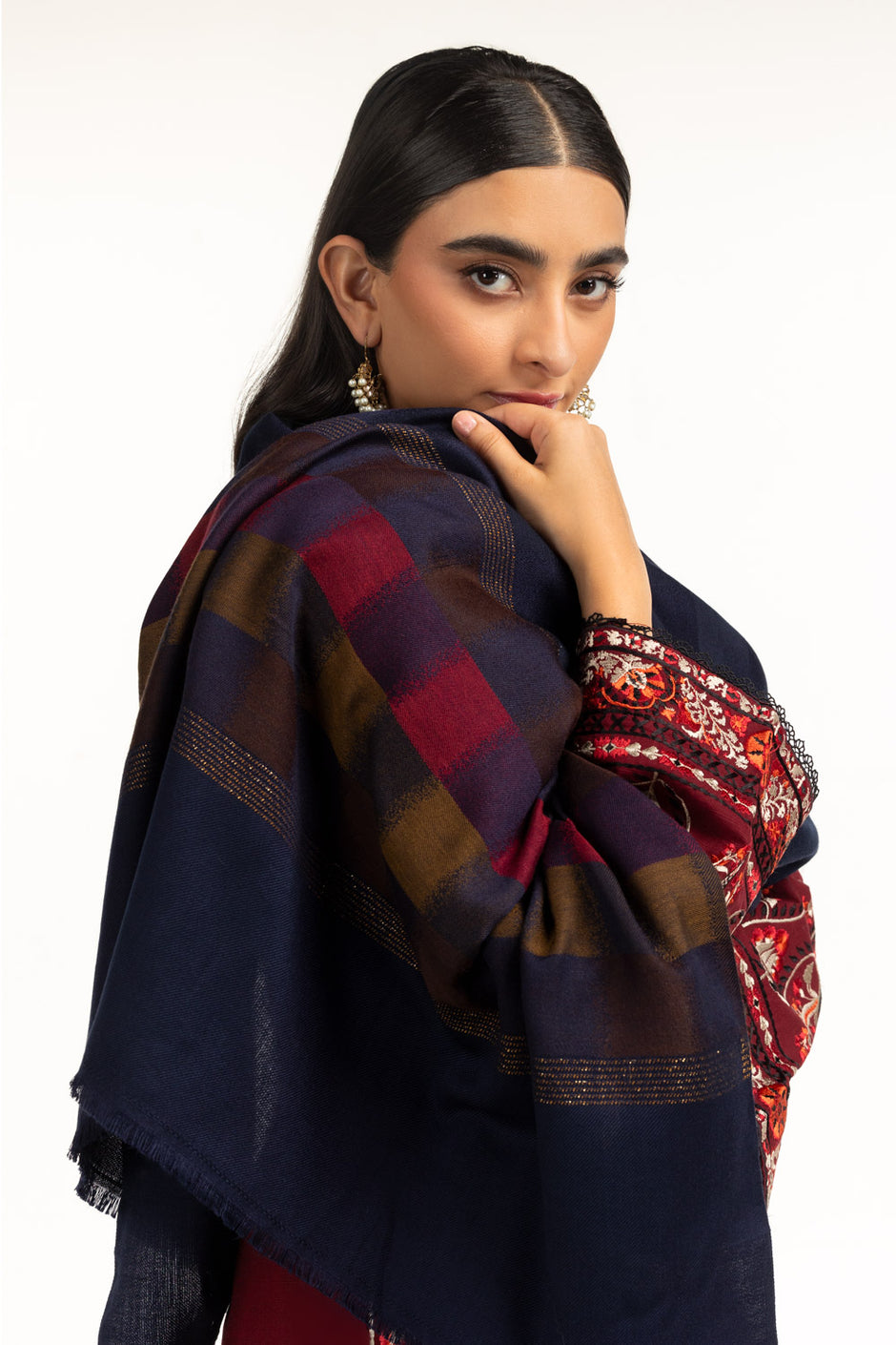Acrylic Checkered Shawl