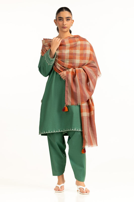 Acrylic Checkered Zari Shawl SH-25-120