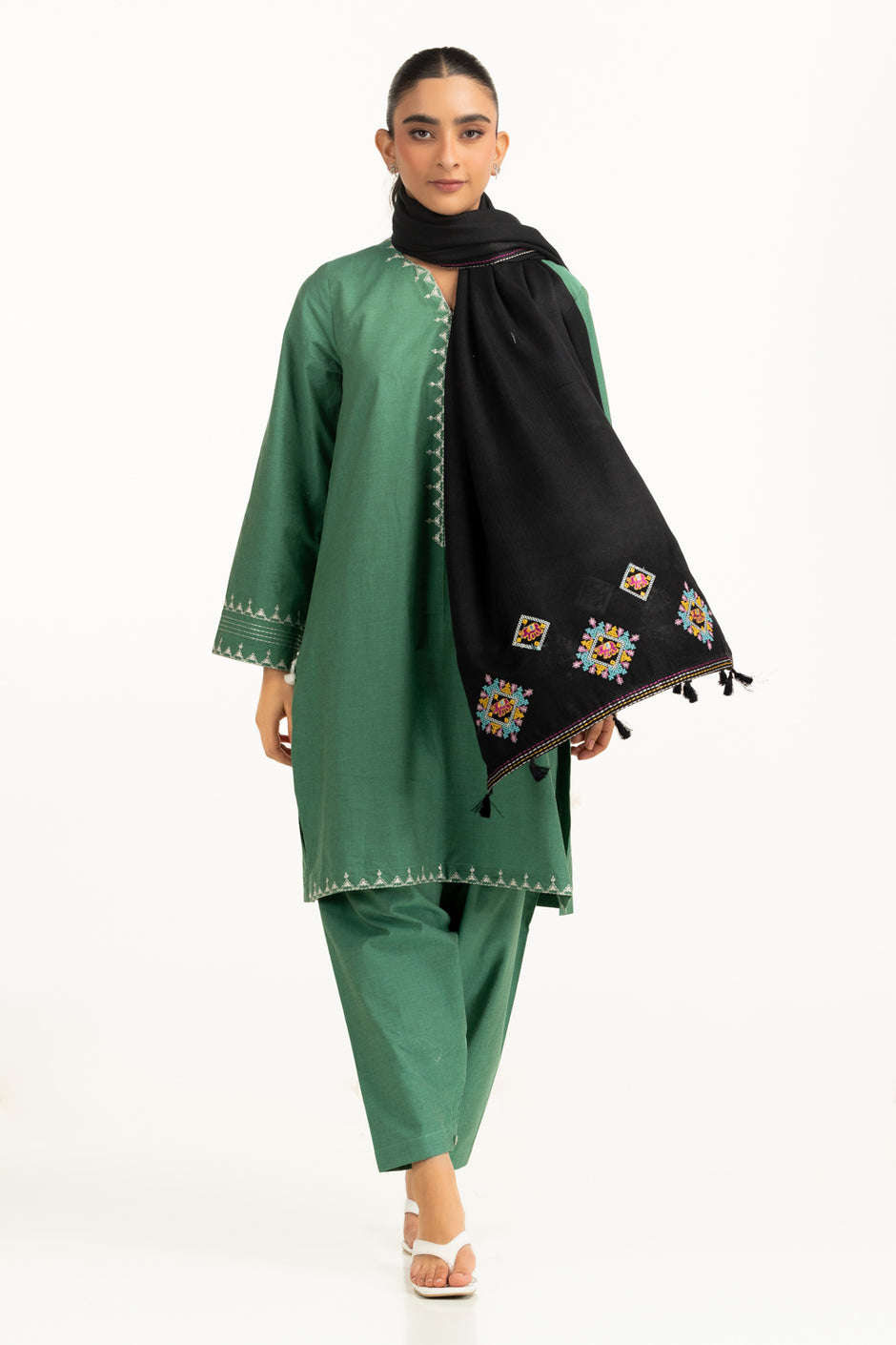 Herringebone Embroidered Stole