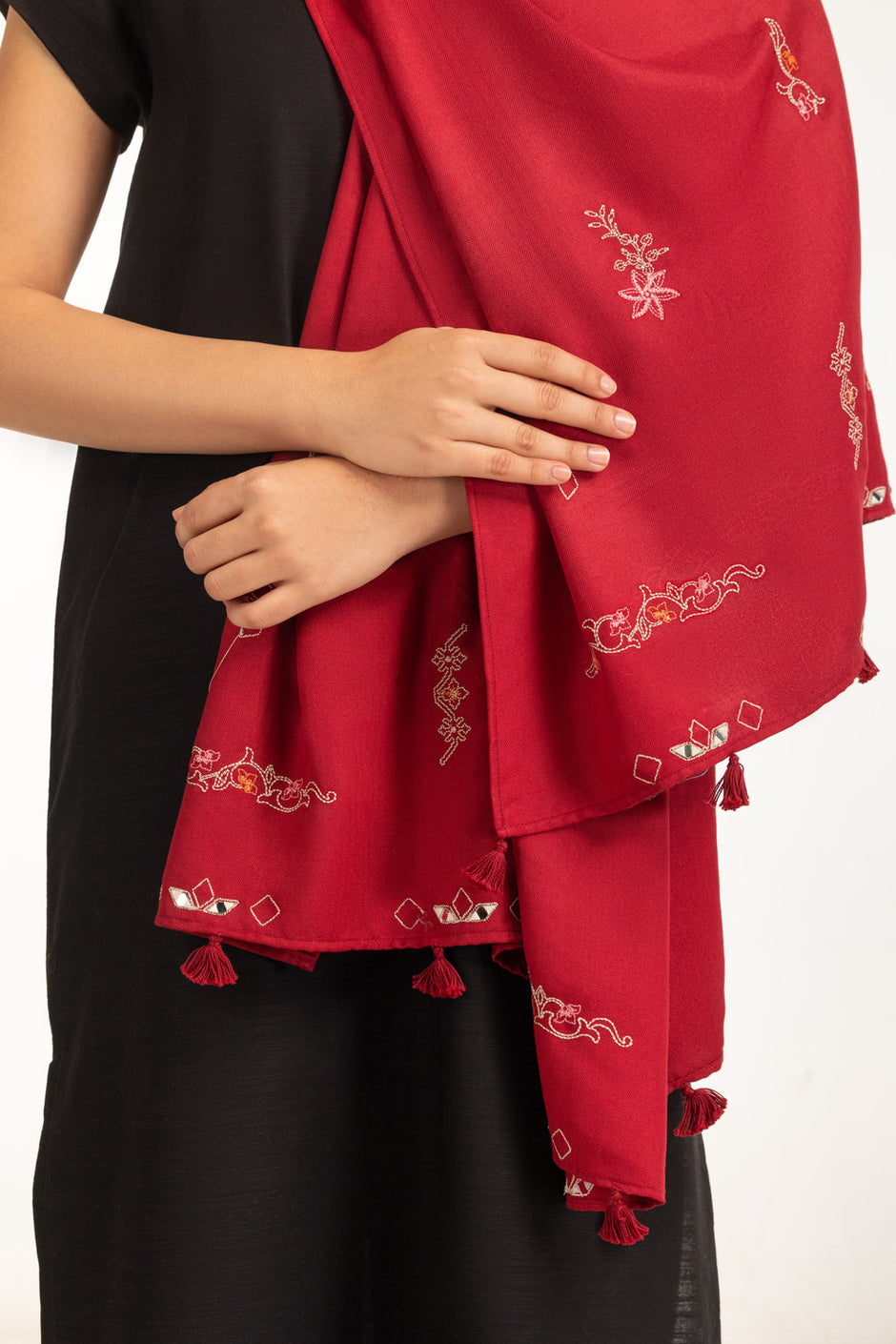 Herringbone Embroidered Stole