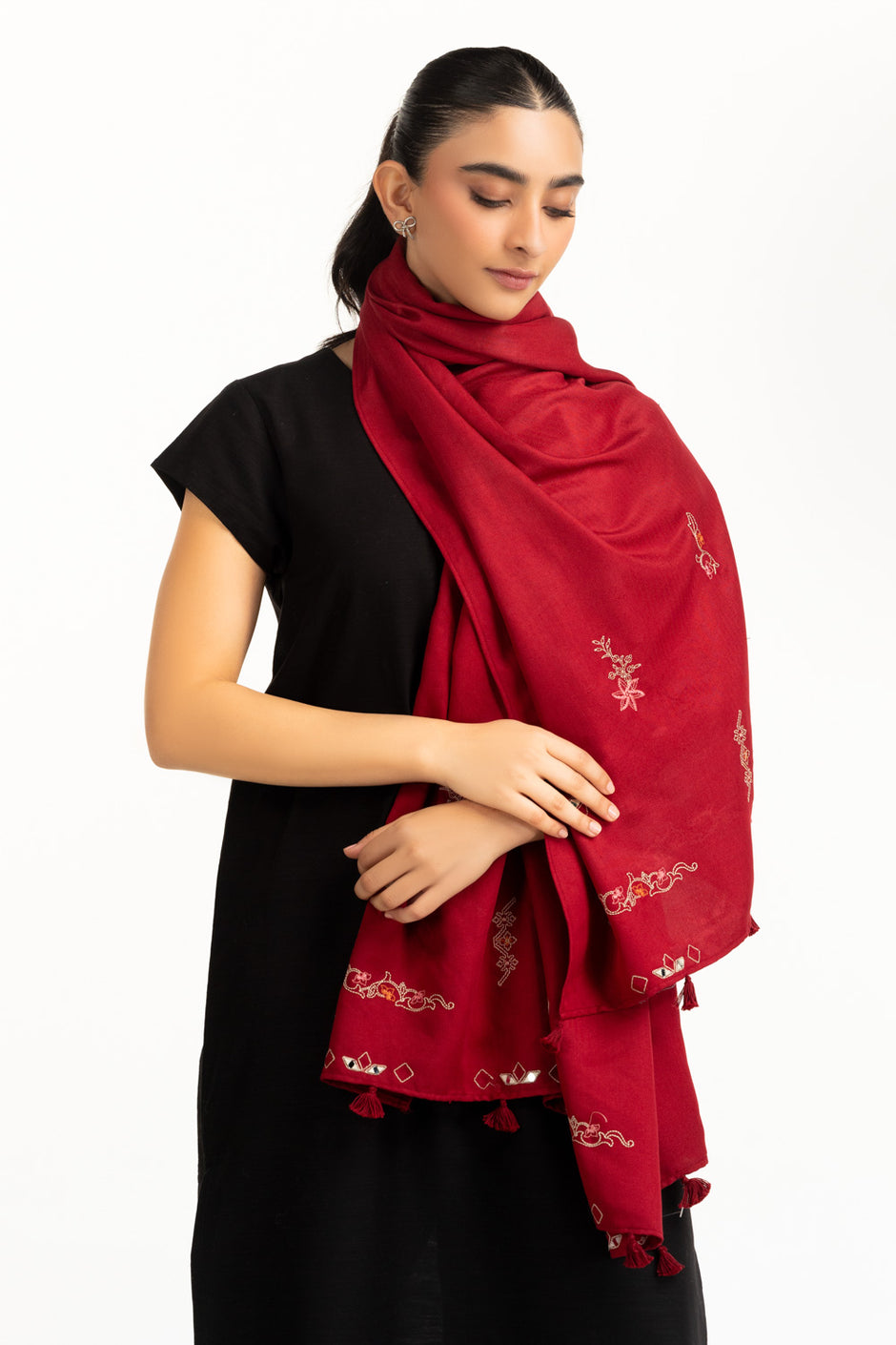 Herringbone Embroidered Stole