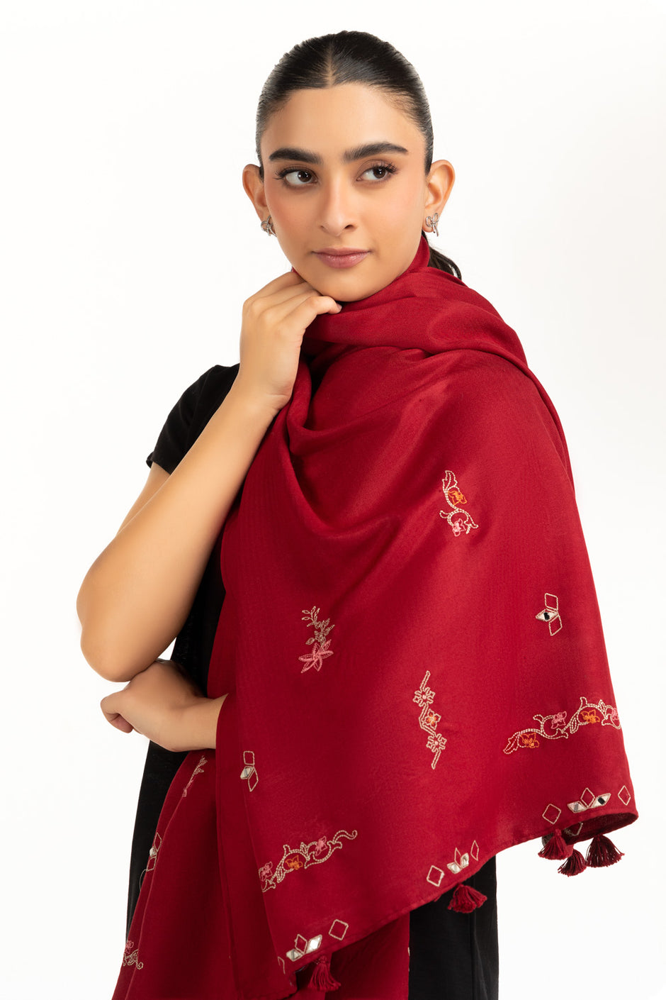 Herringbone Embroidered Stole