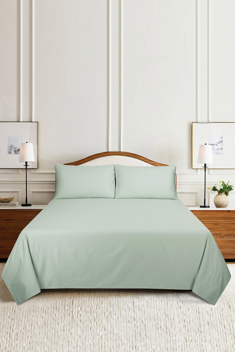 Sage Embroidered Bed Sheet Set