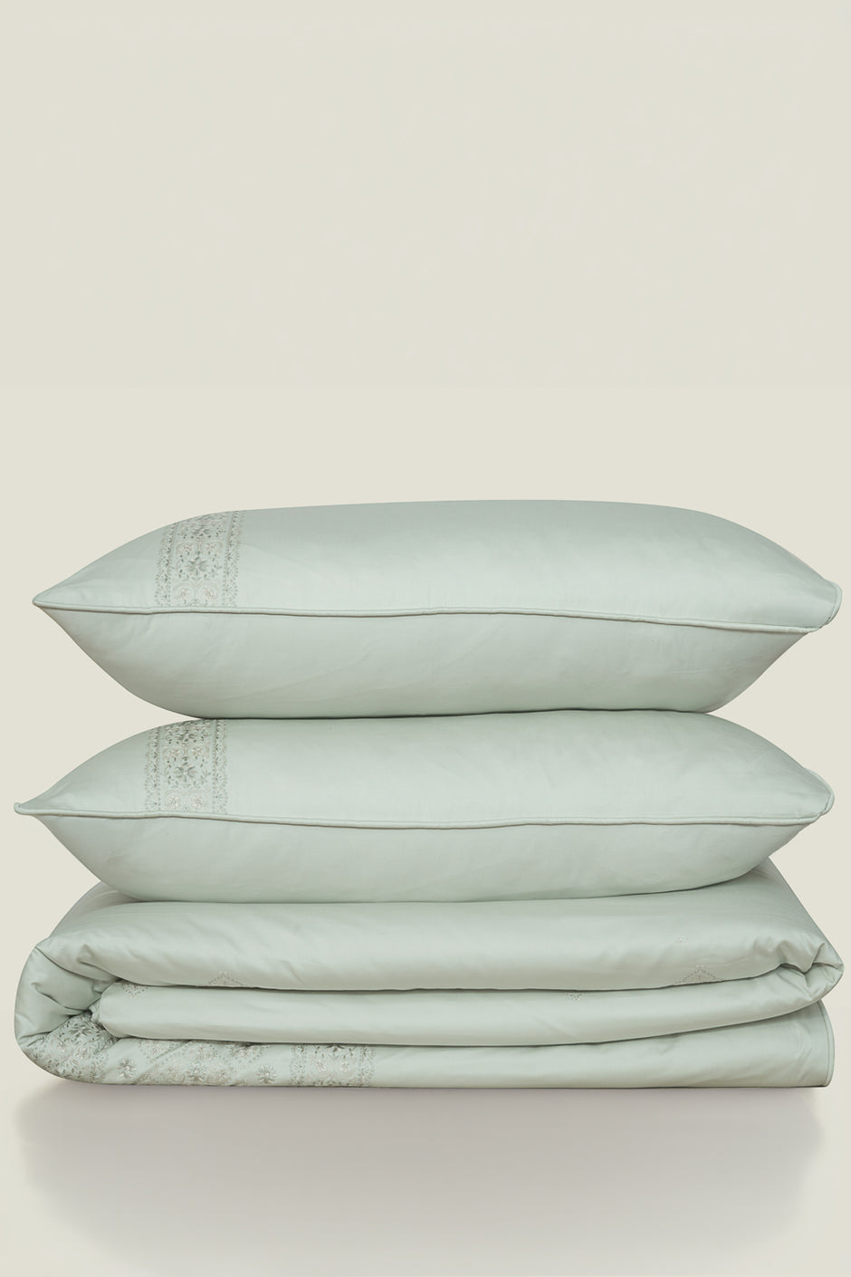 Sage Embroidered Quilt Cover Set
