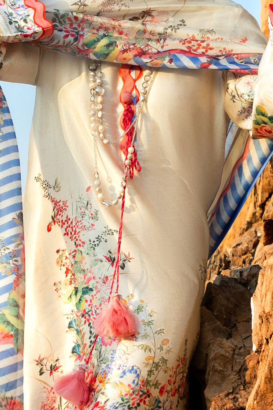 3 Piece Printed Silk Charmeuse Suit with Dupatta