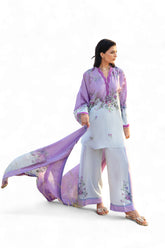 3 Piece Printed Silk Charmeuse Suit with Dupatta S-62004