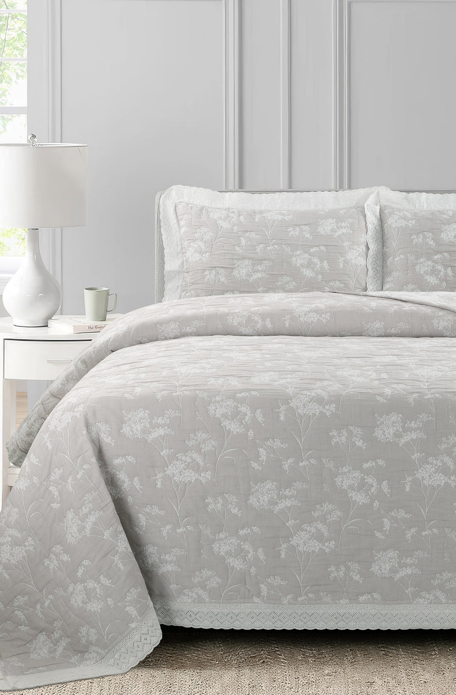 Soft Lilac Multi Layer Jacquard Bed Spread Set