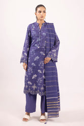 3 Piece Printed Lurex Jacquard Suit with Stripe Dupatta SP-52087