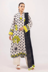 3 Piece Printed Lurex Jacquard Suit with Stripe Dupatta SP-52092