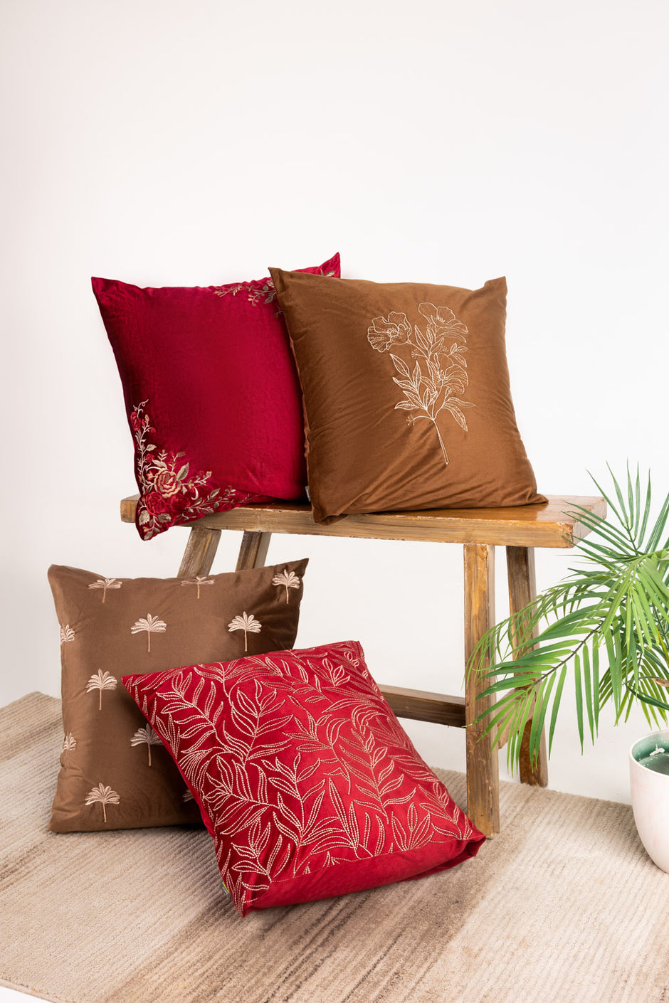 Velvet Embroidered Cushion Cover