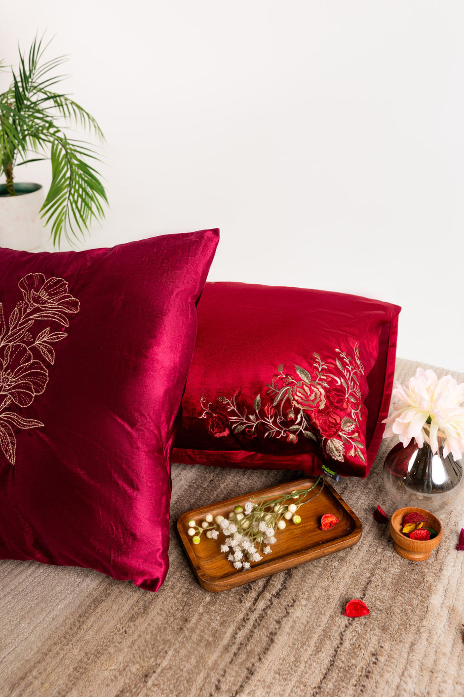 Velvet Embroidered Cushion Cover