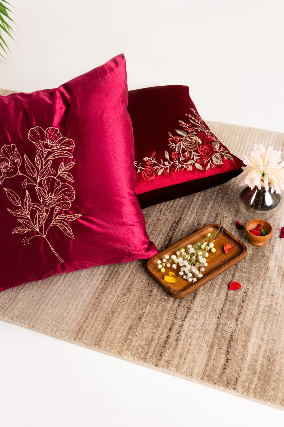 Velvet Embroidered Cushion Cover