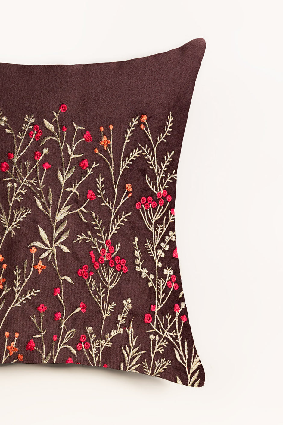 Velvet Embroidered Cushion Cover