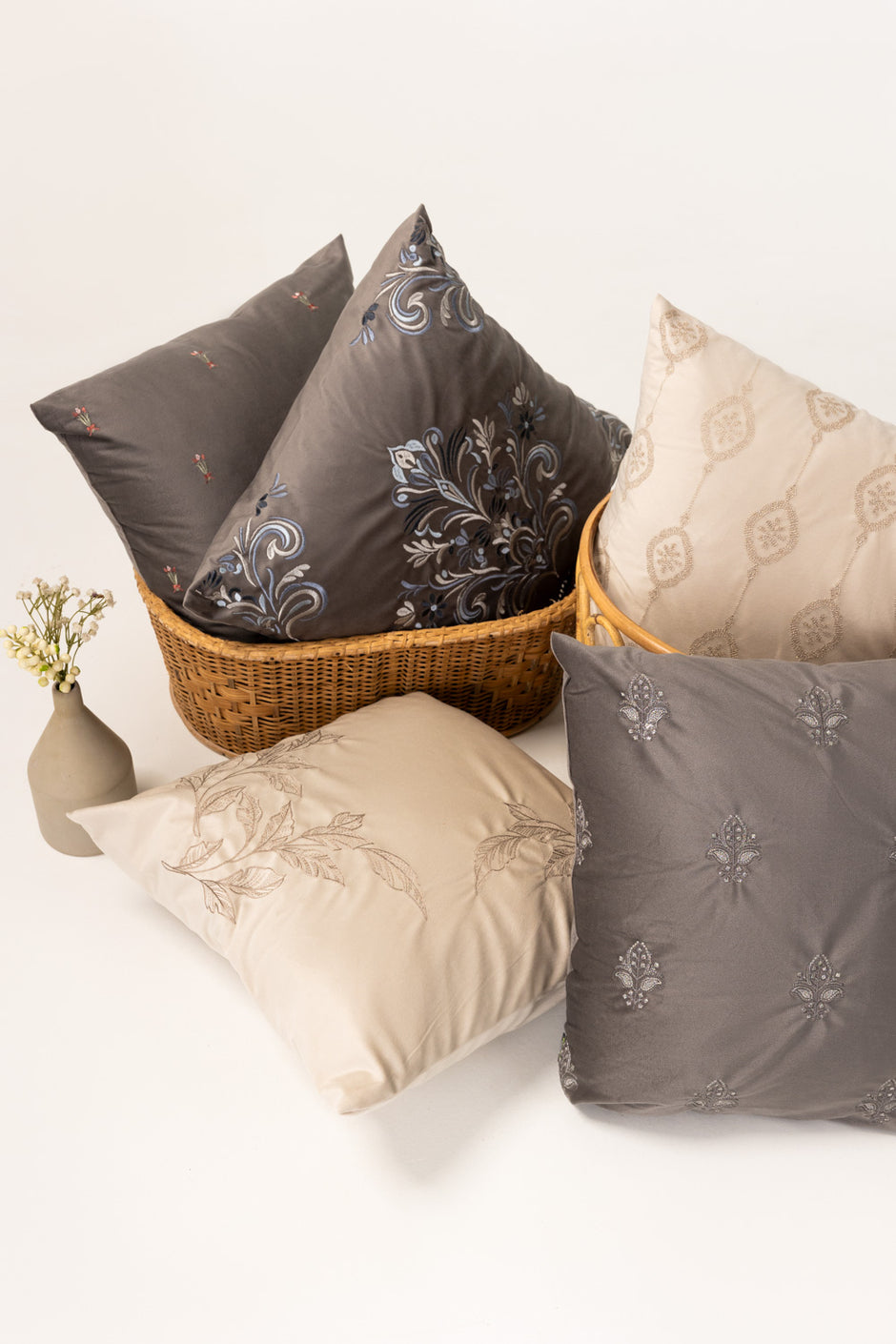 Velvet Embroidered Cushion Cover