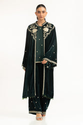 Velvet Embroidered Long Jacket and Pant IPST-55124