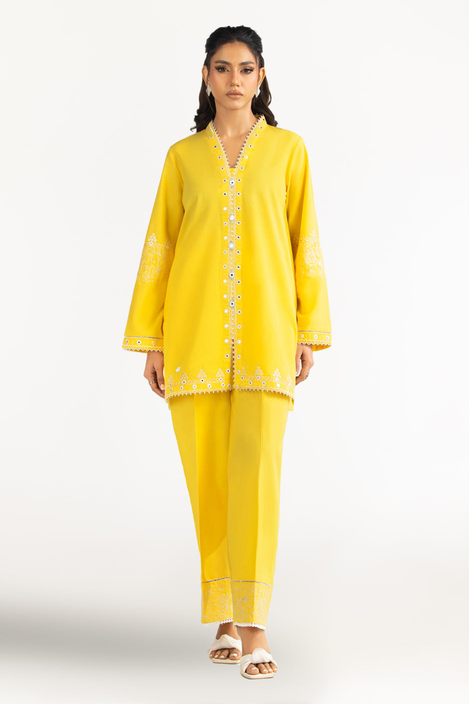 Cambric Embroidered Co-Ord Set