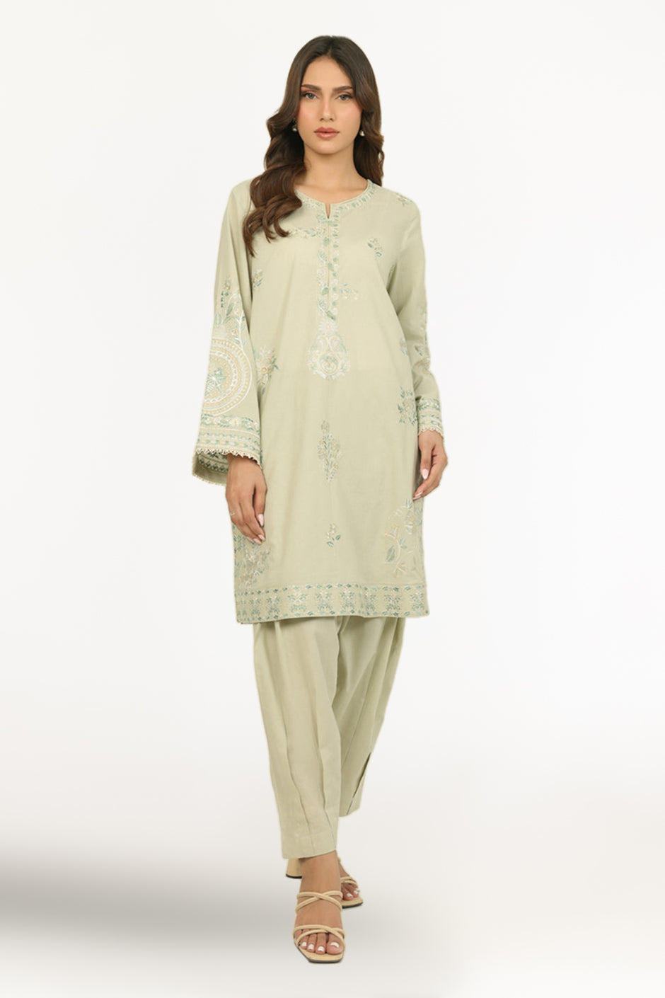 Cambric Embroidered Co-Ord Set