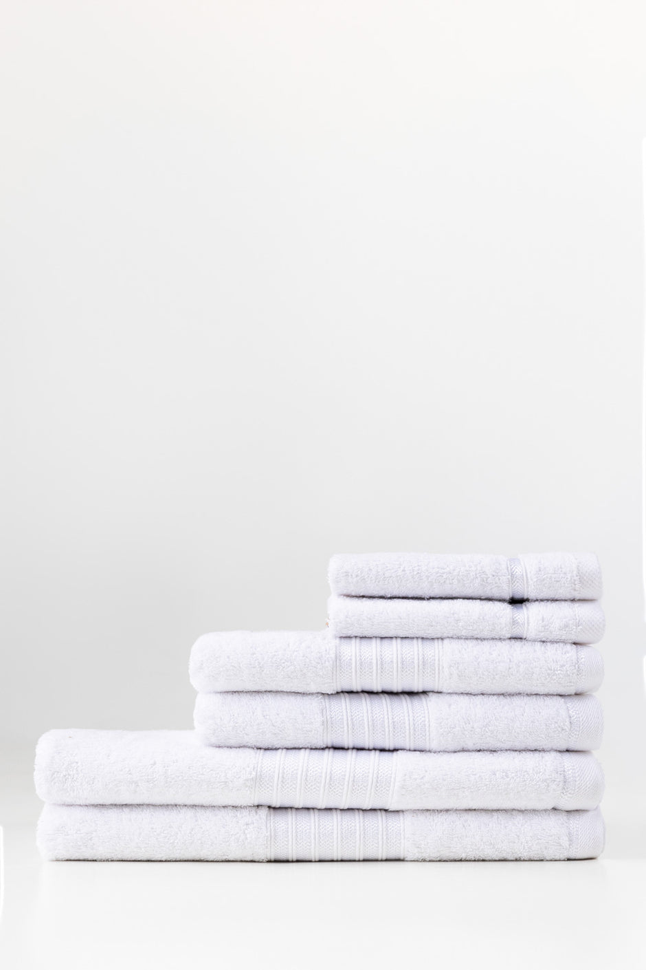 White 6Pcs Combed Towel Set