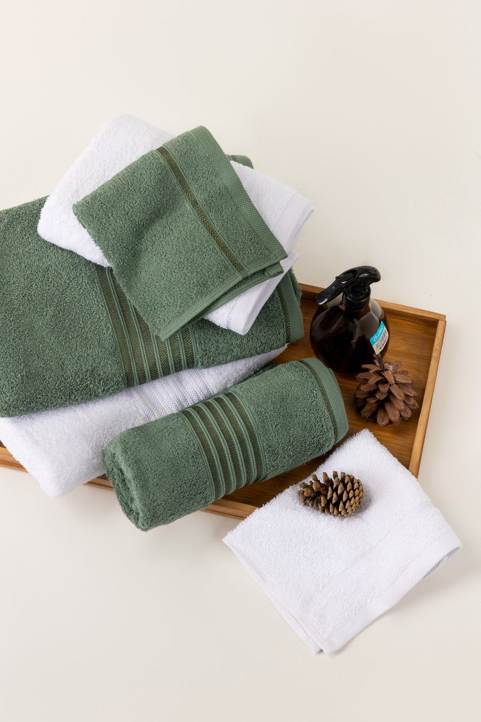 White 6Pcs Combed Towel Set